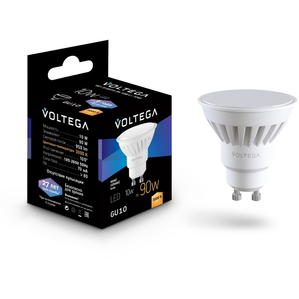 

Светодиодная лампа Ceramics MR16 10W 3000K GU10 Voltega Sofit 7265, Sofit 7265