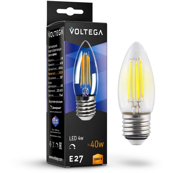 

Лампочка светодиодная dim 5W Voltega Candle 8462, Candle dim 5W 8462