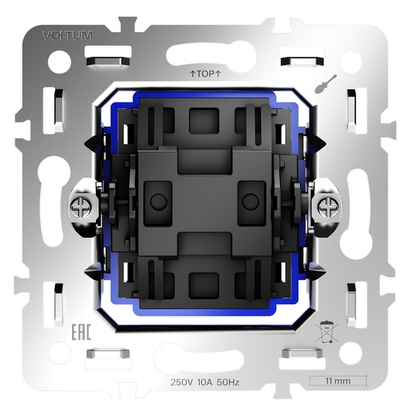 Изображение товара Механизм перекрестного переключателя одноклавишного Voltum S70 VLS0105M для безопасной электропрово