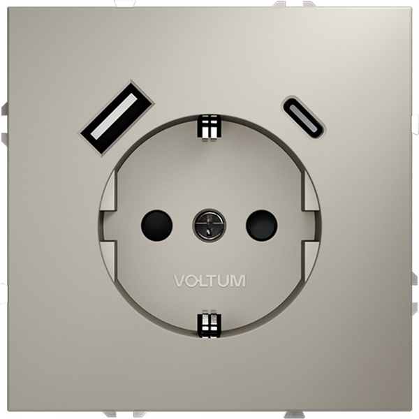 

Розетка с заземлением, шторками и USB Type A+С (кашемир) Voltum S70 VLS040503, Бежевый, S70 VLS040503