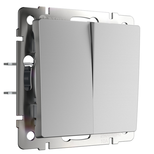 

Выключатель двухклавишный Werkel W1120006 (серебряный), Встраиваемые механизмы серебряные W1120006