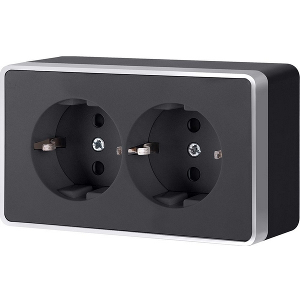 

Розетка двойная с заземлением Gallant Werkel W5072134 (черный с серебром), Черный;серебро, Накладные механизмы Gallant черный с серебром W5072134