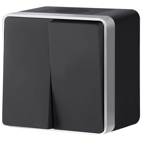 

Выключатель двухклавишный влагозащищенный Gallant Werkel W5020234 (черный с серебром), Черный;серебро, Накладные механизмы Gallant черный с серебром W5020234