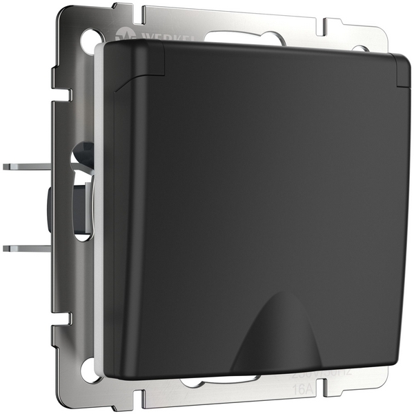 

Розетка влагозащ. с зазем. с защит. крышкой и шторками (черный матовый) (a051610) Werkel Встраиваемые механизмы черные W1171208, Встраиваемые механизмы черные W1171208