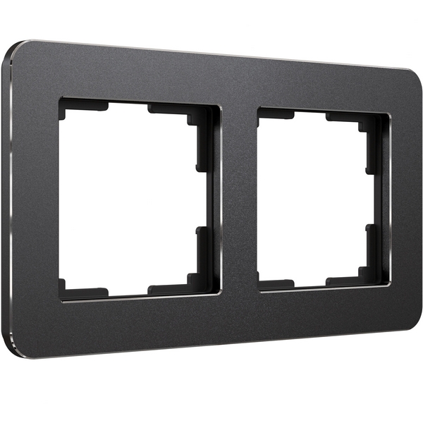 Изображение товара Рамка на 2 поста Platinum черный алюминий Werkel W0022608