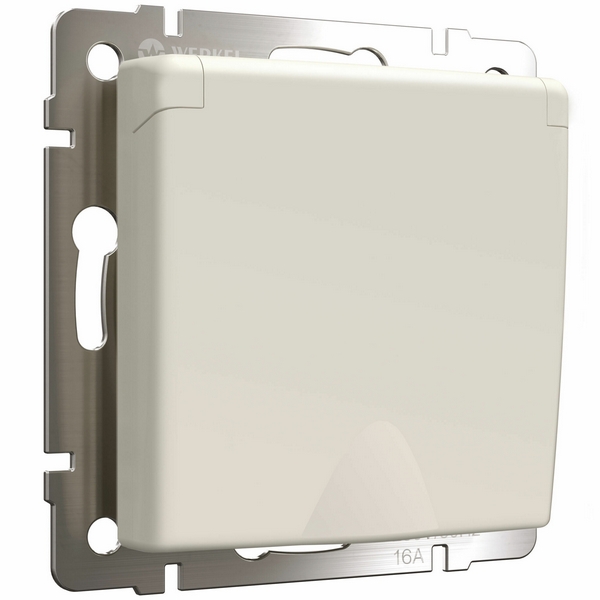 

Розетка с заземлением и шторками c крышкой IP44 (айвори матовый) Werkel W1171262 (a059276), Встраиваемые механизмы айвори матовые W1171262