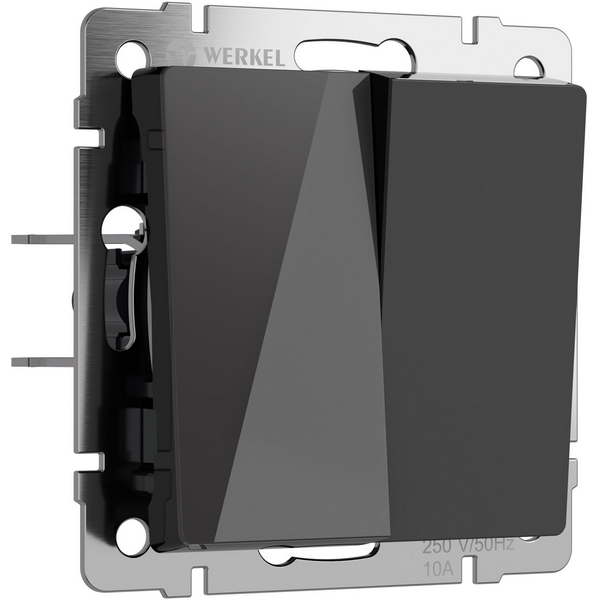 Изображение товара Выключатель двухклавишный встраиваемый черный акрил Werkel W1120048