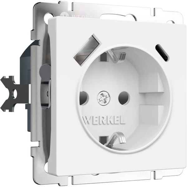 

Розетка с заземлением, шторками и USB Type A+С (белый матовый) Werkel W1171761, Встраиваемые механизмы белые матовые W1171761