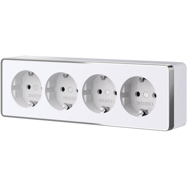 Изображение товара Розетка четверная с заземлением и шторками Werkel W5072210 белая