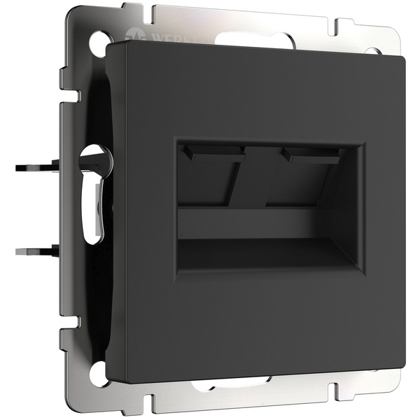 Розетка двойная Ethernet RJ-45 (черный матовый) (a051616) Werkel Встраиваемые механизмы черные W1182208