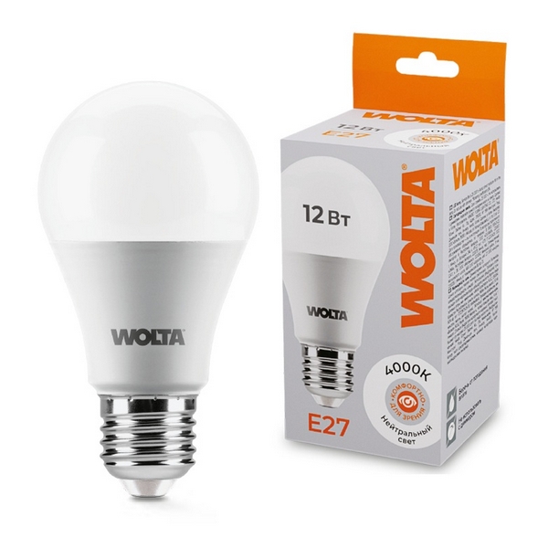 Изображение товара Светодиодная лампа Wolta 12Вт 4000K E27 нейтральный белый свет