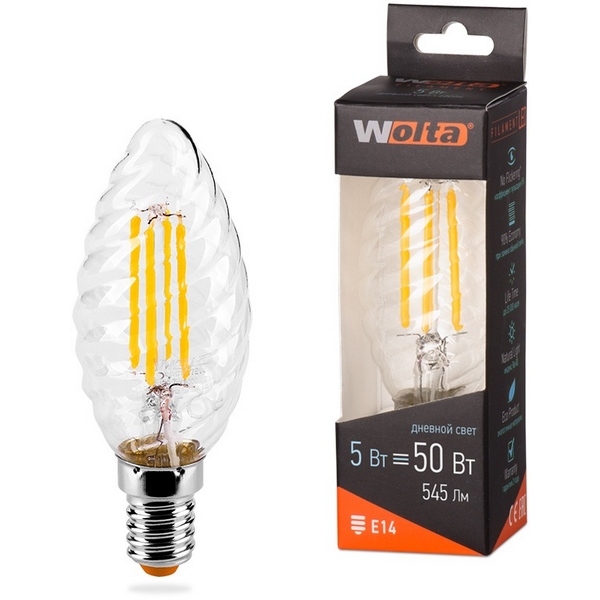 

Светодиодная лампа FILAMENT 5Вт 4000K Е14 Wolta 25SCTFT5E14, 25SCTFT5E14
