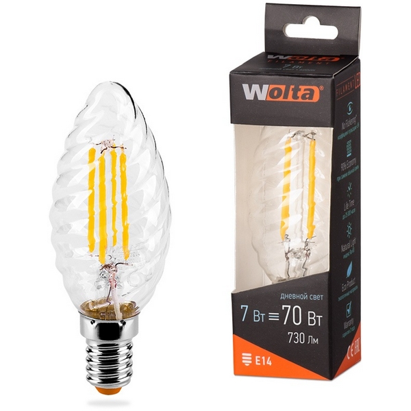 

Светодиодная лампа FILAMENT 7Вт 4000K Е14 Wolta 25SCTFT7E14, 25SCTFT7E14
