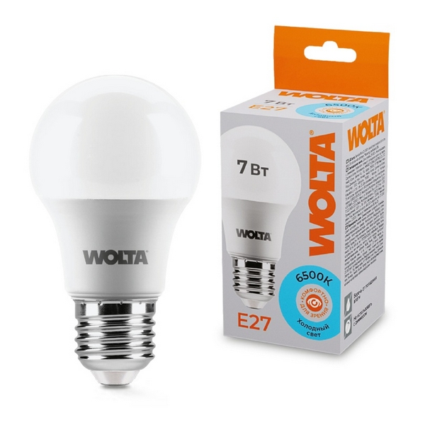 

Светодиодная лампа 7Вт 6500К E27 Wolta 25W55BL7E27, 25W55BL7E27