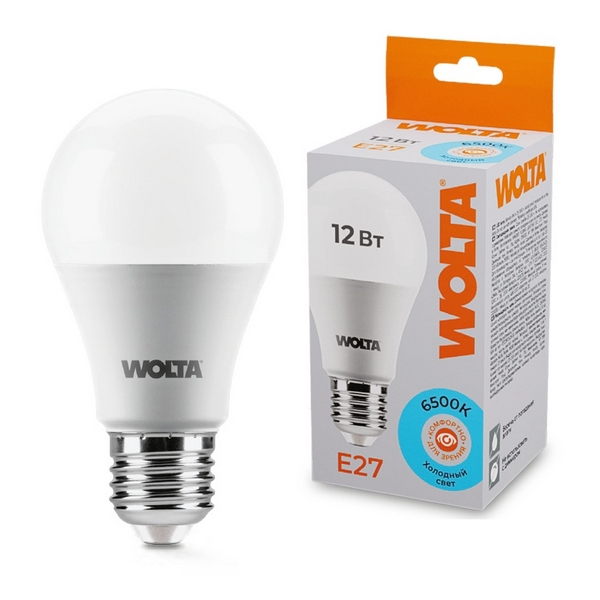 

Светодиодная лампа 12Вт 6500К E27 Wolta 25W60BL12E27, 25W60BL12E27
