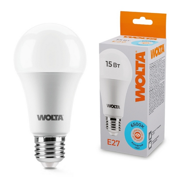

Светодиодная лампа 15Вт 6500К E27 Wolta 25W60BL15E27, 25W60BL15E27