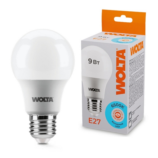 Изображение товара Светодиодная лампа Wolta 9Вт 6500К E27 с высоким Ra 80 и долгим сроком службы