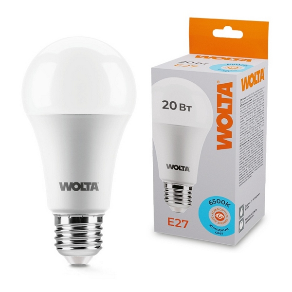 

Светодиодная лампа 20Вт 6500К E27 Wolta 25W65BL20E27, 25W65BL20E27