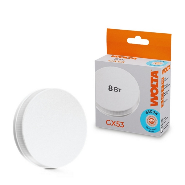 

Светодиодная лампа 8Вт 6500K GX53 Wolta 25W75R8GX53, 25W75R8GX53