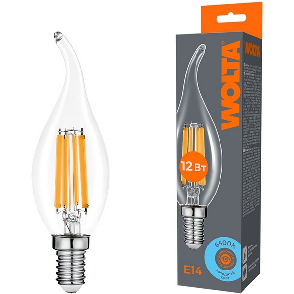 

Светодиодная лампа FILAMENT 12Вт 6500K Е14 Wolta WF-CT35-12W6KE14, WF-CT35-12W6KE14