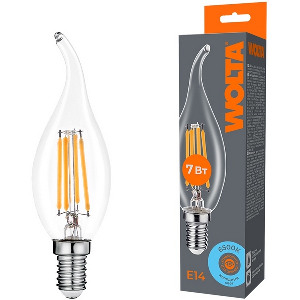 

Светодиодная лампа FILAMENT 7Вт 6500K Е14 Wolta WF-CT35-7W6KE14, WF-CT35-7W6KE14
