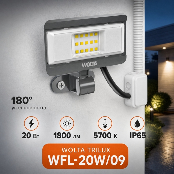Прожектор уличный светодиодный WOLTA WFL-20W/09 Wolta
