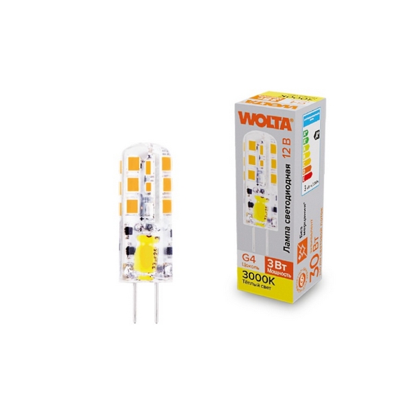 

Светодиодная лампа 3Вт 3000K G4 12В Wolta WSTD-JC-12V3W3KG4-S, WSTD-JC-12V3W3KG4-S