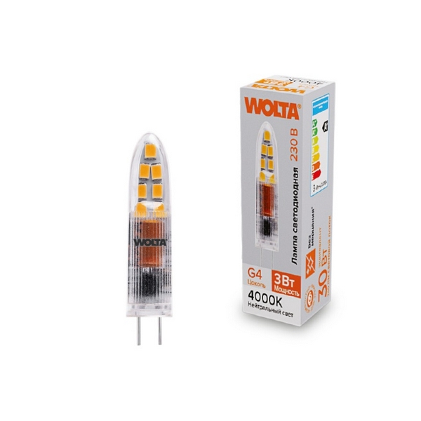 

Светодиодная лампа 3Вт 4000K G4 Wolta WSTD-JC-220V3W4KG4-P, WSTD-JC-220V3W4KG4-P