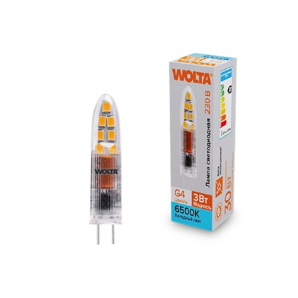 

Светодиодная лампа 3Вт 6500K G4 Wolta WSTD-JC-220V3W6KG4-P, WSTD-JC-220V3W6KG4-P