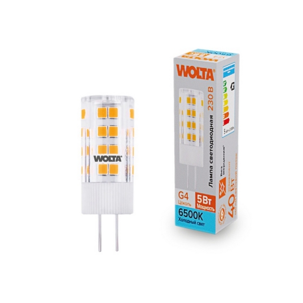 

Светодиодная лампа 5Вт 6500K G4 Wolta WSTD-JC-220V5W6KG4-C, WSTD-JC-220V5W6KG4-C