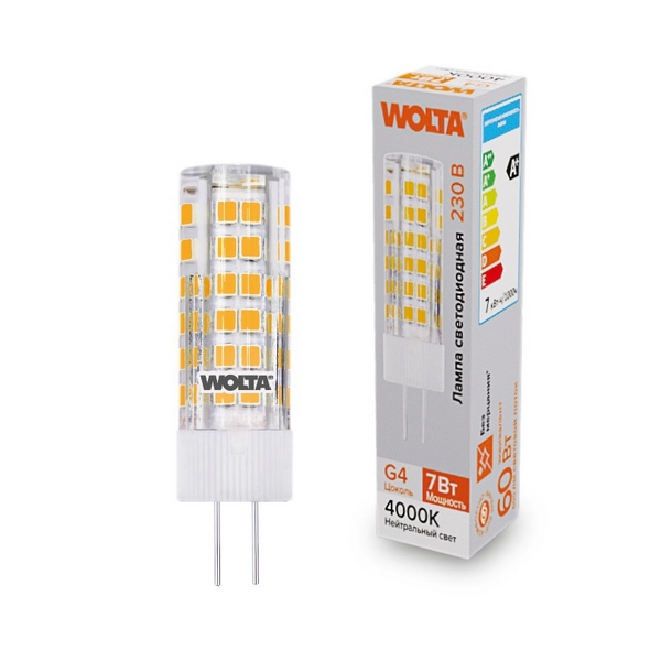 

Светодиодная лампа 7Вт 4000K G4 Wolta WSTD-JC-220V7W4KG4-C, WSTD-JC-220V7W4KG4-C