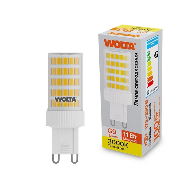 

Светодиодная лампа 11Вт 3000K G9 Wolta WSTD-JCD-11W3KG9-C, WSTD-JCD-11W3KG9-C