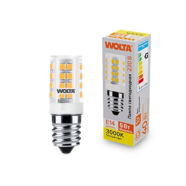

Светодиодная лампа 5Вт 3000K E14 Wolta WSTD-JCD-5W3KE14-C, WSTD-JCD-5W3KE14-C