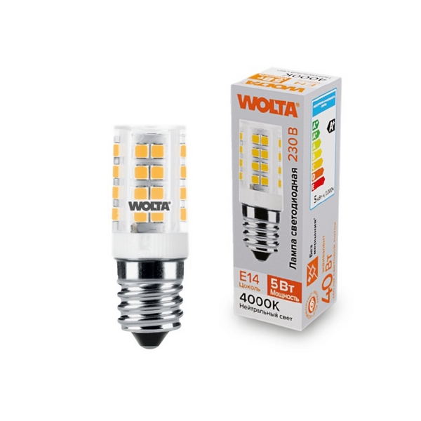 

Светодиодная лампа 5Вт 4000K E14 Wolta WSTD-JCD-5W4KE14-C, WSTD-JCD-5W4KE14-C