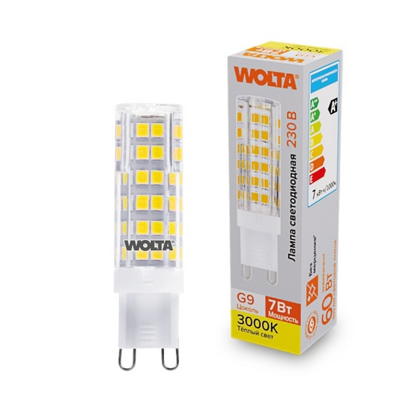 

Светодиодная лампа 7Вт 3000K G9 Wolta WSTD-JCD-7W3KG9-C, WSTD-JCD-7W3KG9-C