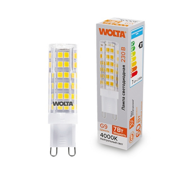 

Светодиодная лампа 7Вт 4000K G9 Wolta WSTD-JCD-7W4KG9-C, WSTD-JCD-7W4KG9-C