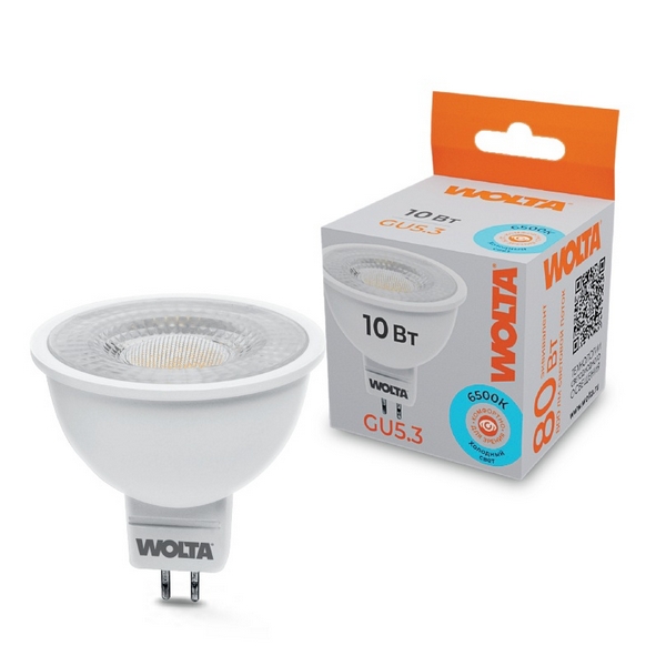 

Светодиодная лампа 10Вт 6500K GU5.3 с линзой Wolta WSTD-MR16-220V10W6KGU5.3-L, WSTD-MR16-220V10W6KGU5.3-L