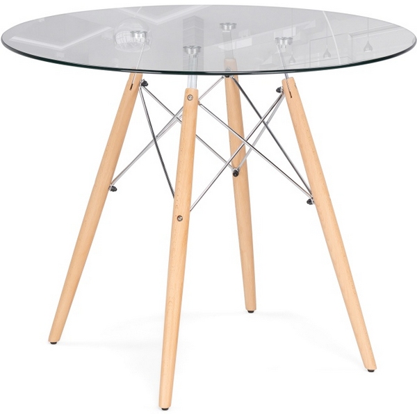 

Стеклянный стол Woodville PT-151 80х80х76 clear glass / wood 15486, PT-151 15486