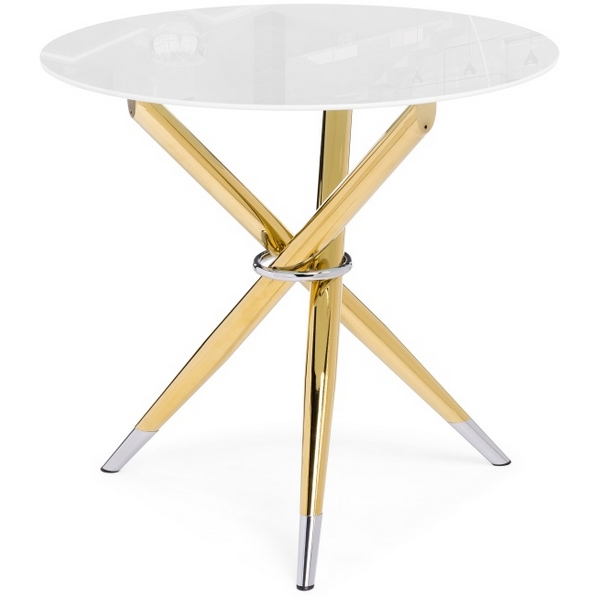 

Стеклянный стол Woodville Rock 80х75 white / gold 15550, Rock 15550
