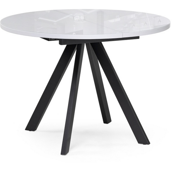 

Стол стеклянный Woodville Трейси 100(140)х100х75 белый / черный 516560, Трейси 516560