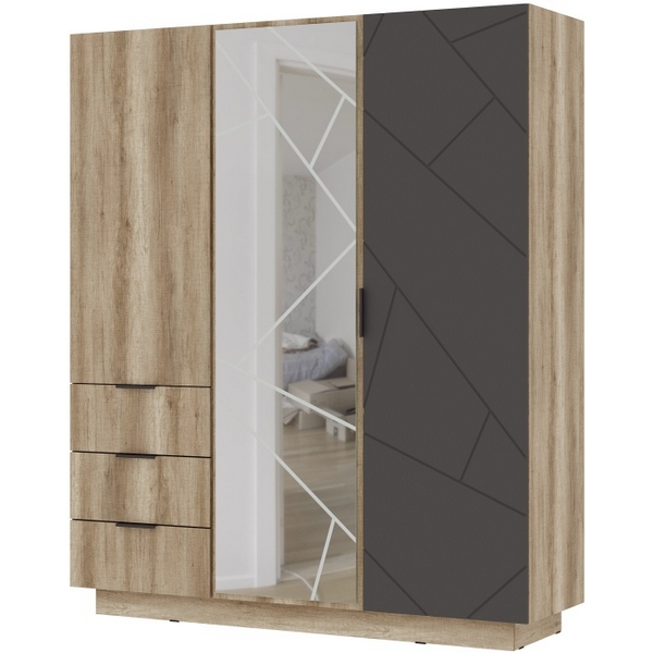 

Шкаф Woodville Диамо ШК 01 софт графит / дуб каньон 546014, Диамо 546014