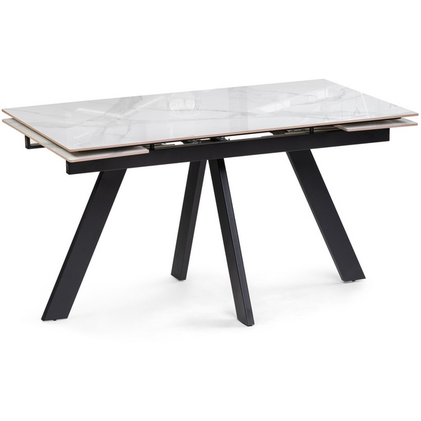 

Керамический стол Woodville Невис 140(200)х80х76 creto statuario cara polished / черный 553538, Невис 553538
