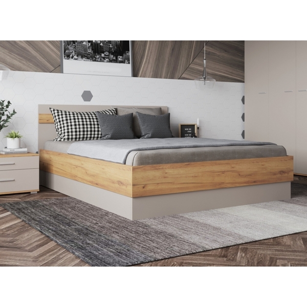 

Двуспальная кровать Woodville Кассандра 160х200 дуб крафт золотой / кашемир 559201, Кассандра 559201
