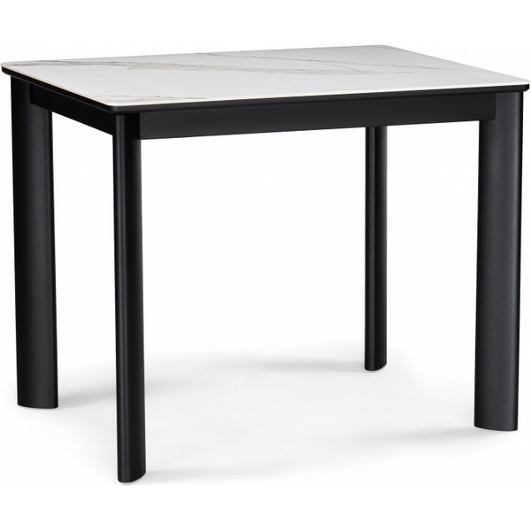 

Кухонный стол Woodville Кина 90(130)х65х76 alpine white / черный (МДФ) арт.588064, 588064