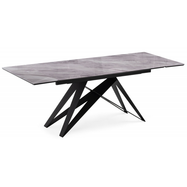 Изображение товара Кухонный стол Notta Блэкберн 140(200)х80 серый мрамор стекло металла