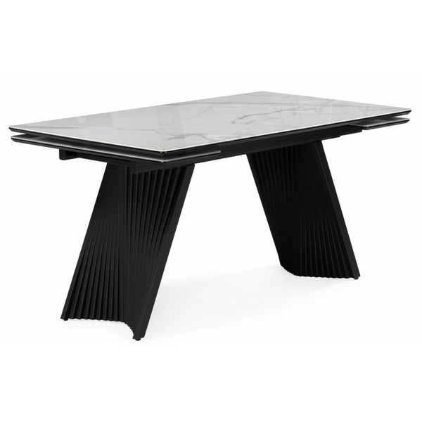 Изображение товара Кухонный стол Notta Вейв 140(200)х80 с мраморной столешницей и металлическим каркасом