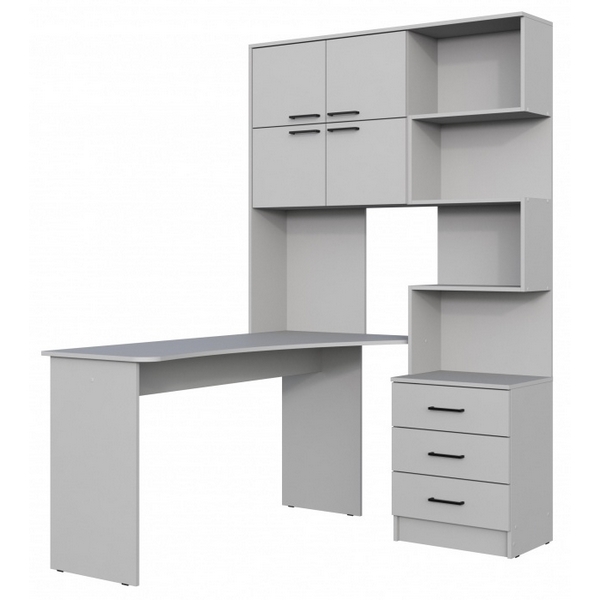Изображение товара Компьютерный стол Эльброни левый шиншилла серая, современный дизайн