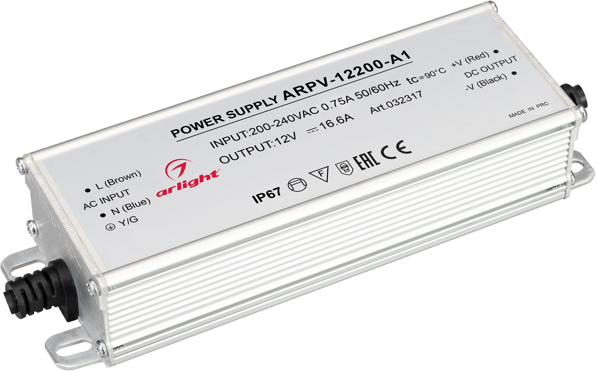 Блок питания ARPV-12200-A1 (12V, 16.6A, 200W) (Arlight, IP67 Металл, 3  года) 032317 Arlight купить выгодно в интернет-магазине Лю.ру - Доставка в  Москве, по России