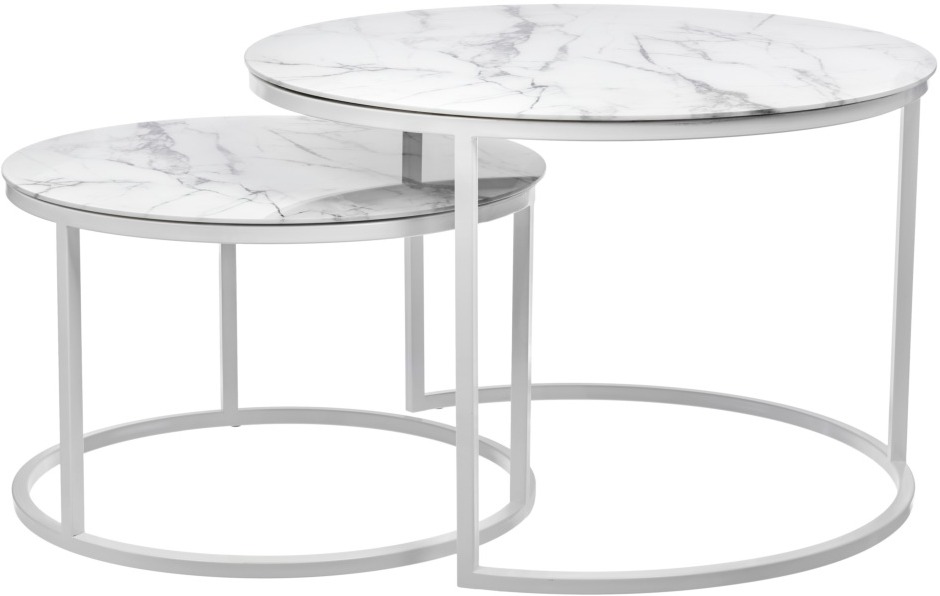 Набор кофейных столиков Bradex Home Tango белый мрамор с белыми ножками ...