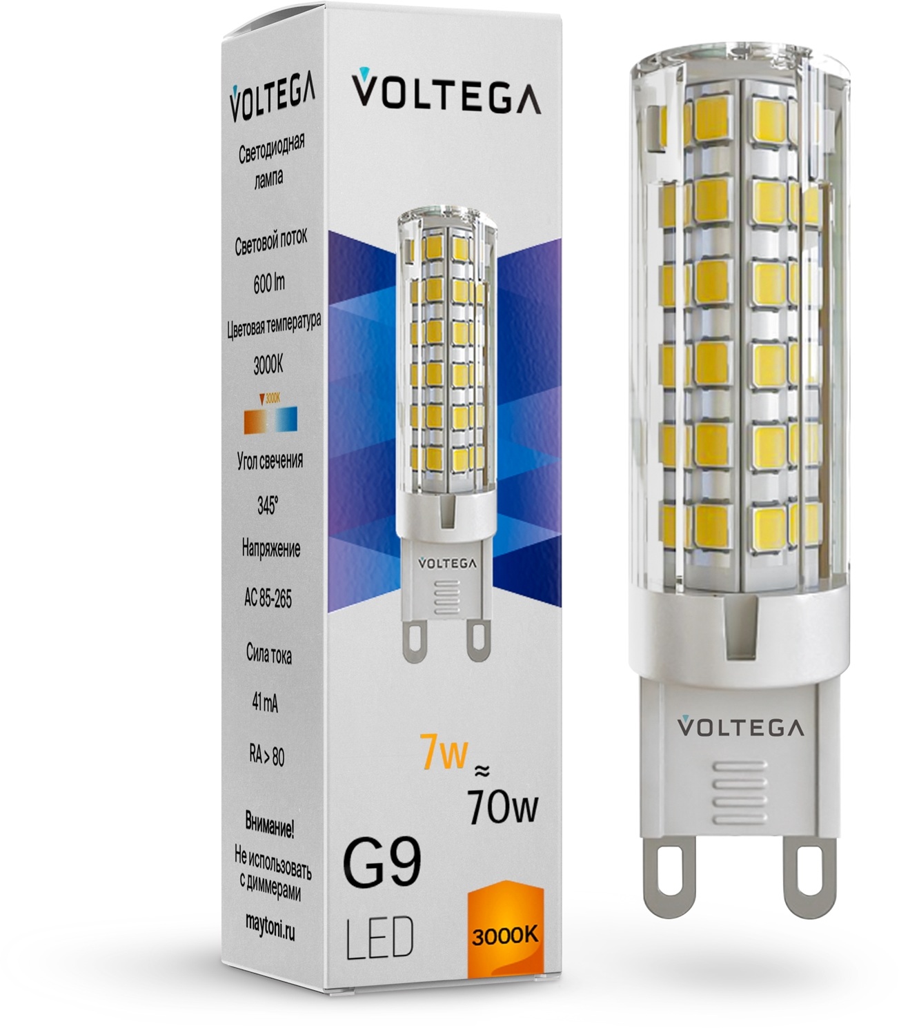 Светодиодная лампа Voltega Simple 7187 Capsule 7W 3000K G9 купить ...